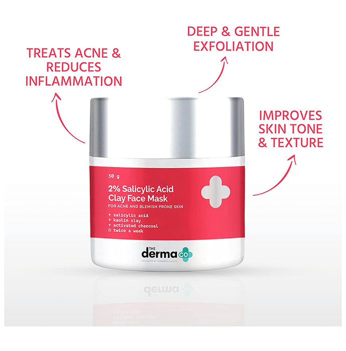 The Derma Co 2% Salicylic Acid Clay Face Mask | For Acne & Blemish Prone Skin