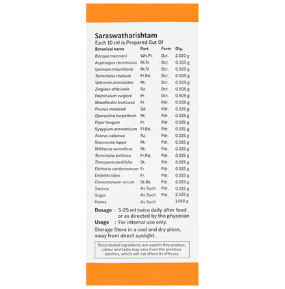 Sitaram Ayurveda Saraswatharishtam(With Gold)