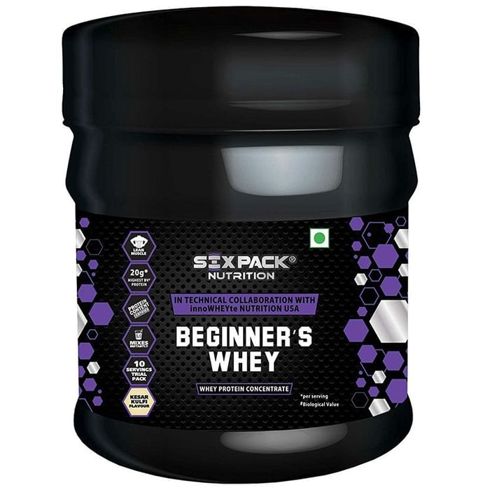 Sixpack Nutrition Beginner's Whey Protein Concentrate Powder Kesar Kulfi - Classic Derma