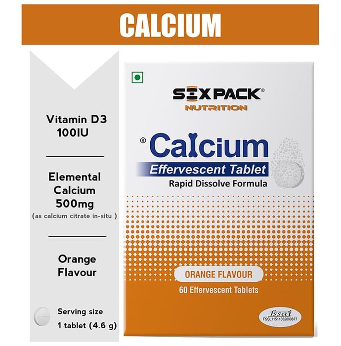 Sixpack Nutrition Calcium Orange Effervescent Tablet