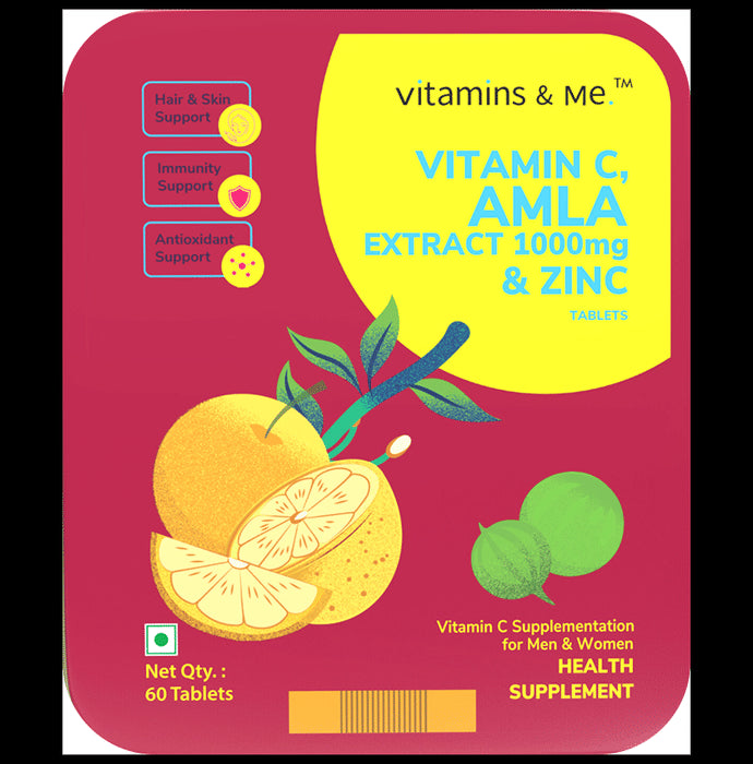 Vitamins & Me Vitamin C, Amla Extract 1000mg & Zinc Tablet - Classic Derma