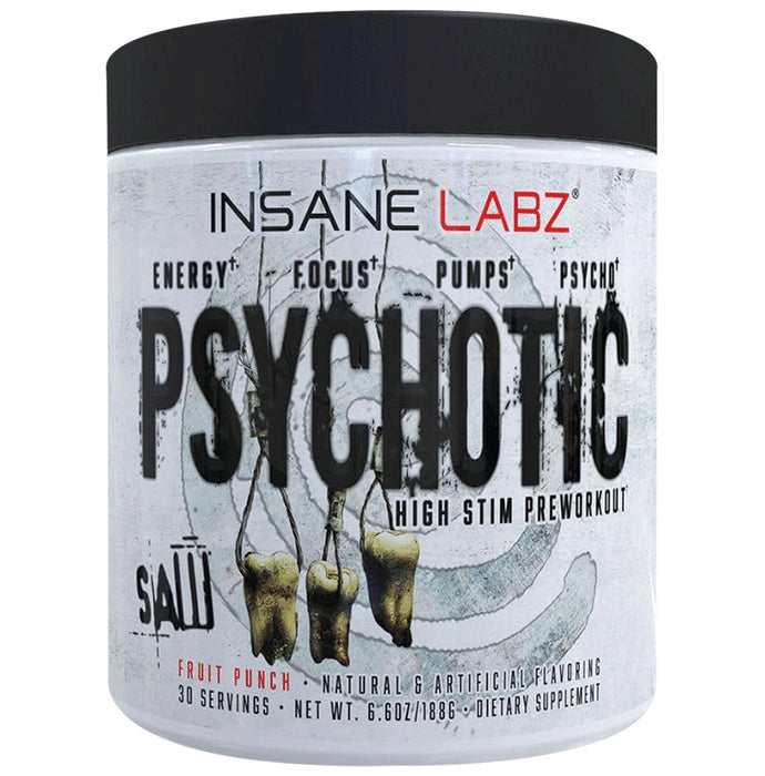Insane Labz Psychotic High Stim Preworkout SAW Powder Fruit Punch - Classic Derma