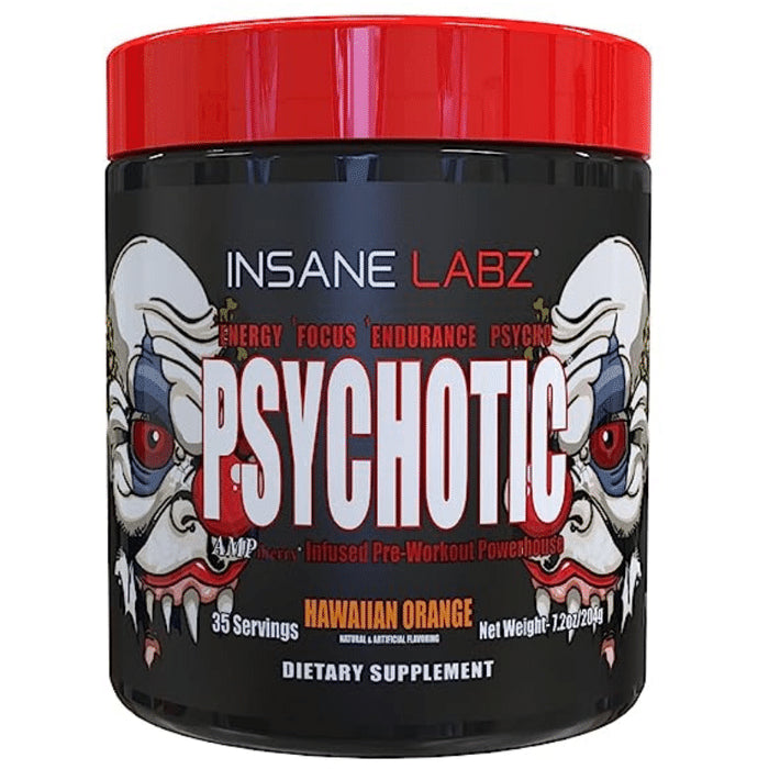 Insane Labz Psychotic Infused Pre-Workout Power House Powder Hawaiian Orange - Classic Derma