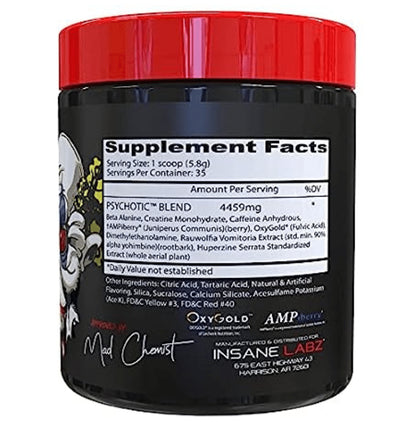 Insane Labz Psychotic Infused Pre-Workout Power House Powder Hawaiian Orange