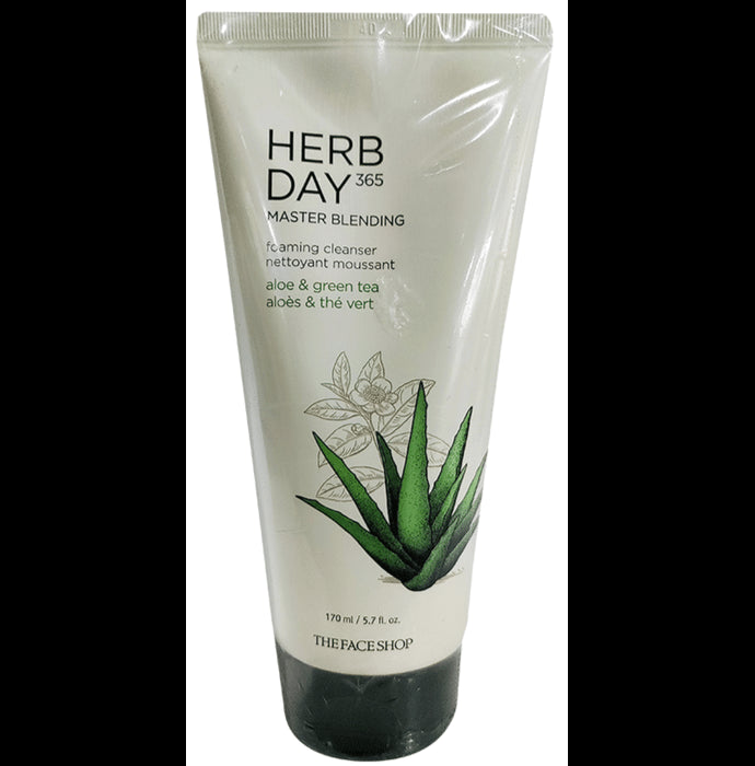 The Face Shop 365 Foaming Cleanser - Aloe & Greentea, Face Wash That Hydrates Skin & Maintains Ph Level Aloe - Classic Derma