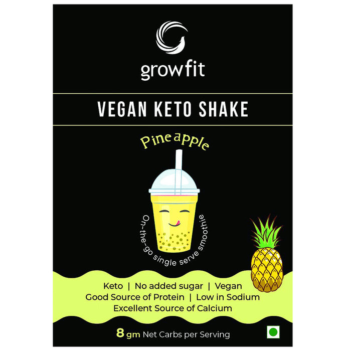 Growfit Vegan Keto Shake Sachet (60gm Each) Pineapple - Classic Derma