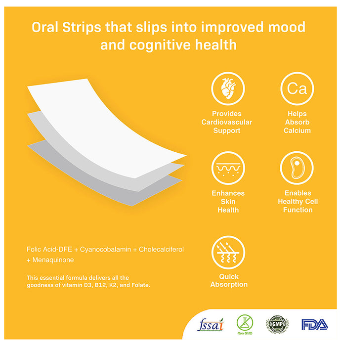 Slip Slip's Vitamin B3 + B12 Vegan Oral Strip Supports Immunity, Bone & Muscle Strength and Cardiac Care Natural Raspberry
