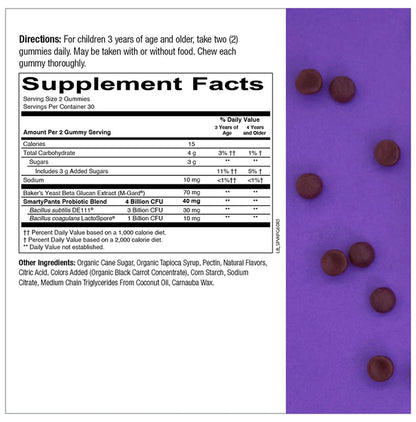 Smarty Pants kids Prebiotic and Probiotic Immunity Formula Gummies