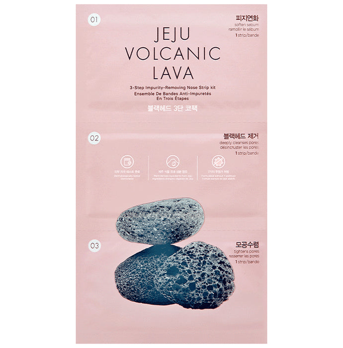 The Face Shop Jeju Volcanic Lava 3-Step Impurity Removing Nose Strip Kit - Classic Derma