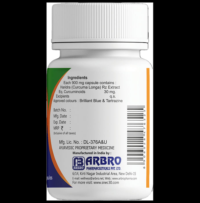 Snec 30 Liquid Turmeric Curcumin Capsule US Patent | Supports Joint, Heart & Brain Health