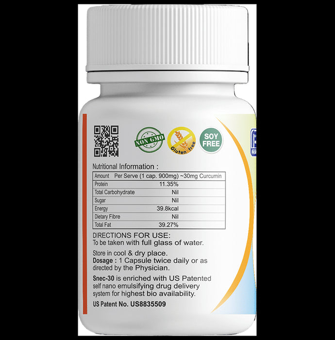 Snec 30 Liquid Turmeric Curcumin Capsule US Patent | Supports Joint, Heart & Brain Health