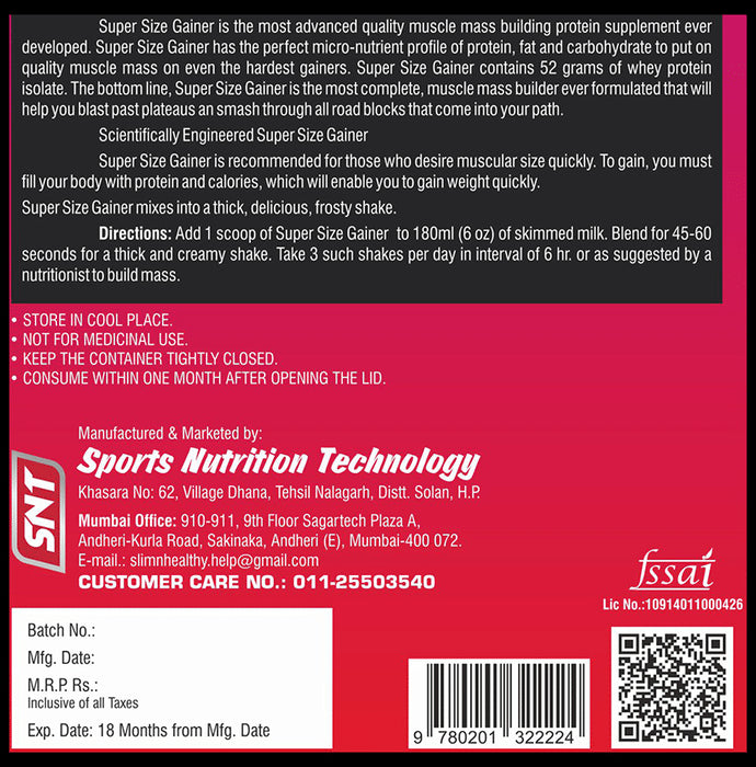 SNT Super Size Gainer Chocolate