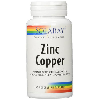 Solaray Zinc Copper Vegetarian Capsule | Amino Acid Chelate With Whole Rice, Kelp & Pumpkin Seed - Classic Derma