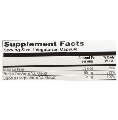 Solaray Zinc Copper Vegetarian Capsule | Amino Acid Chelate With Whole Rice, Kelp & Pumpkin Seed