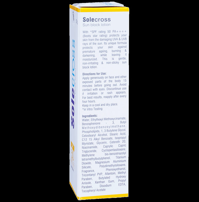 Solecross Sun Block Sunscreen Lotion | SPF 50 PA++++ for UVA/UVB Protection