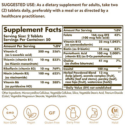 Solgar B-Complex with Vitamin C Stress Formula Tablet
