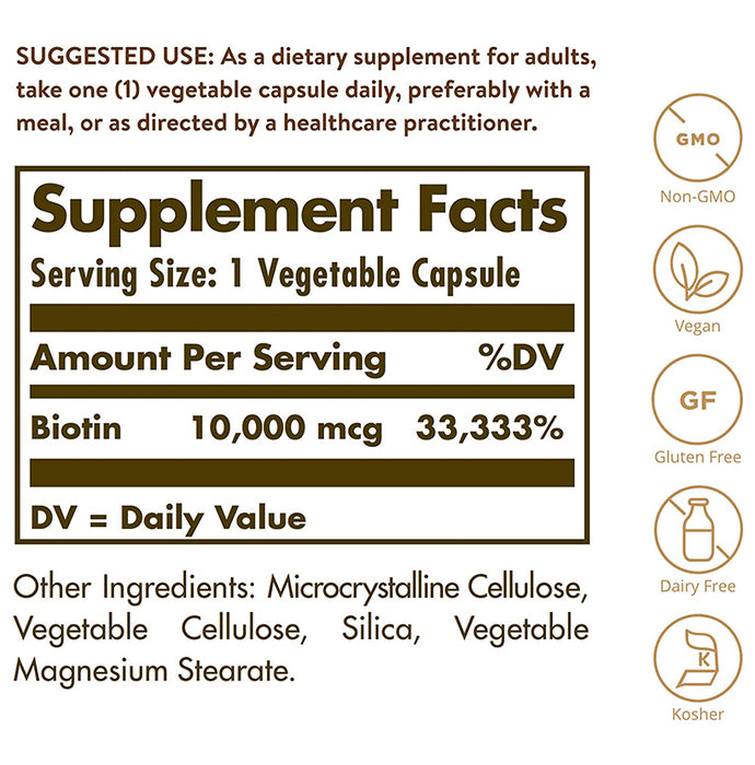 Solgar Biotin 10000mcg Vegetable Capsules