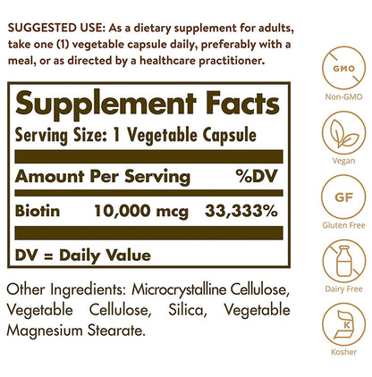 Solgar Biotin 10000mcg Vegetable Capsules
