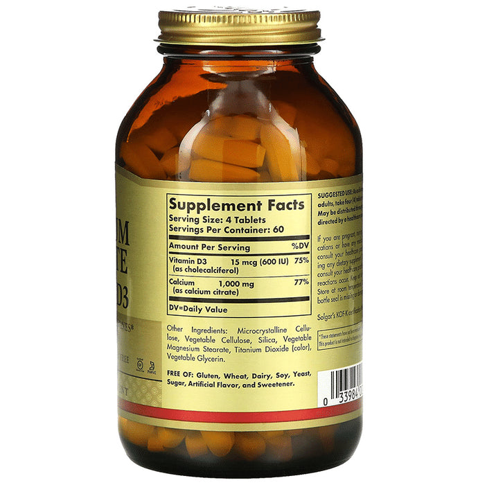 Solgar Calcium Citrate with Vitamin D3 Tablet