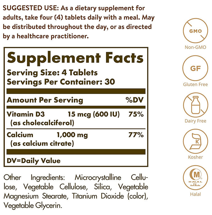 Solgar Calcium Citrate with Vitamin D3 Tablet