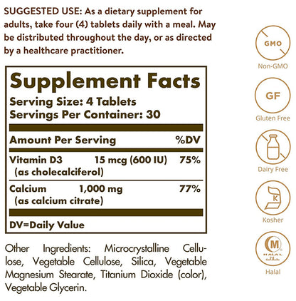 Solgar Calcium Citrate with Vitamin D3 Tablet