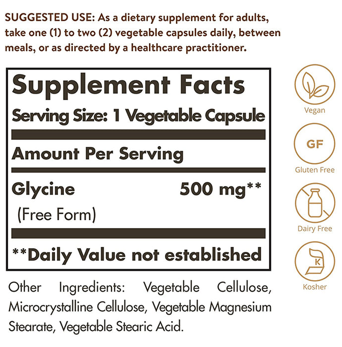 Solgar Glycine 500mg Vegetable Capsule