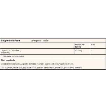 Solgar L-Lysine 1000mg Tablet