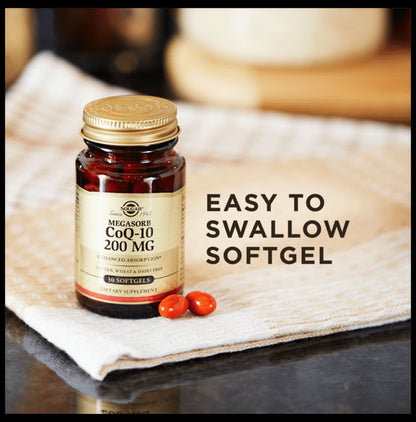 Solgar Megasorb CoQ 10 200mg Softgel | For Healthy Heart & Energy | Gluten & Dairy-Free