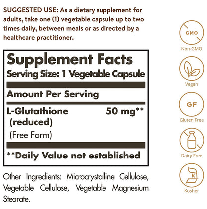 Solgar Reduced L-Glutathione 50mg Vegetable Capsule