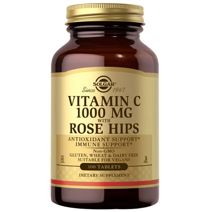 Solgar Vitamin C 1000mg with Rose Hips for Antioxidant & Immune Support | Tablet - Classic Derma