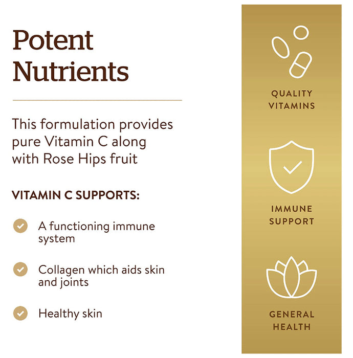 Solgar Vitamin C 1000mg with Rose Hips for Antioxidant & Immune Support | Tablet