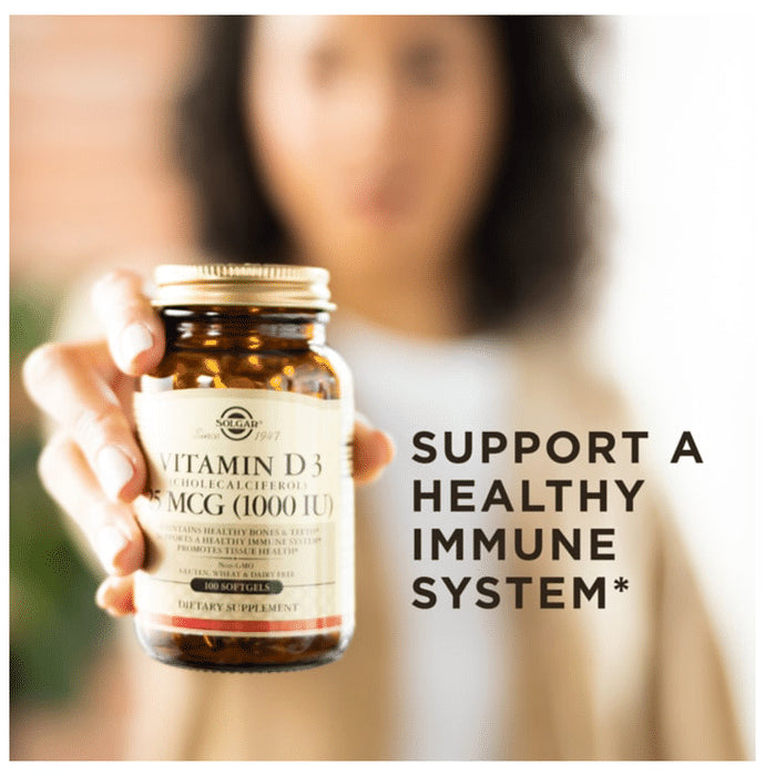 Solgar Vitamin D3 (Cholecalciferol) 1000IU | Softgel for Bones, Teeth, Immunity & Tissue Health