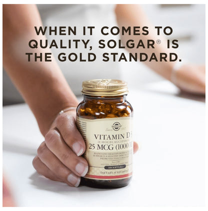 Solgar Vitamin D3 (Cholecalciferol) 1000IU | Softgel for Bones, Teeth, Immunity & Tissue Health