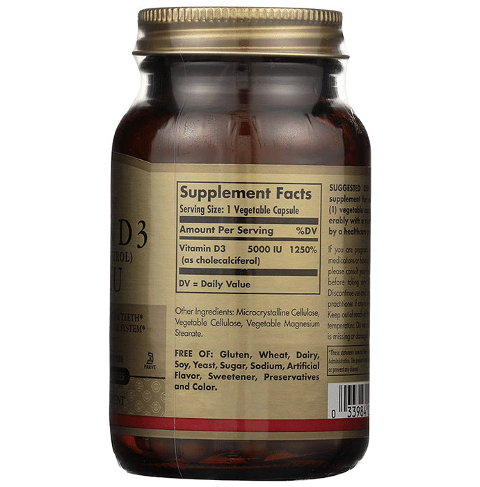 Solgar Vitamin D3 (Cholecalciferol) 5000IU Vegetable Capsule
