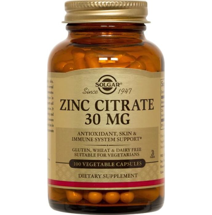 Solgar Zinc Citrate 30mg Vegetable Capsule - Classic Derma
