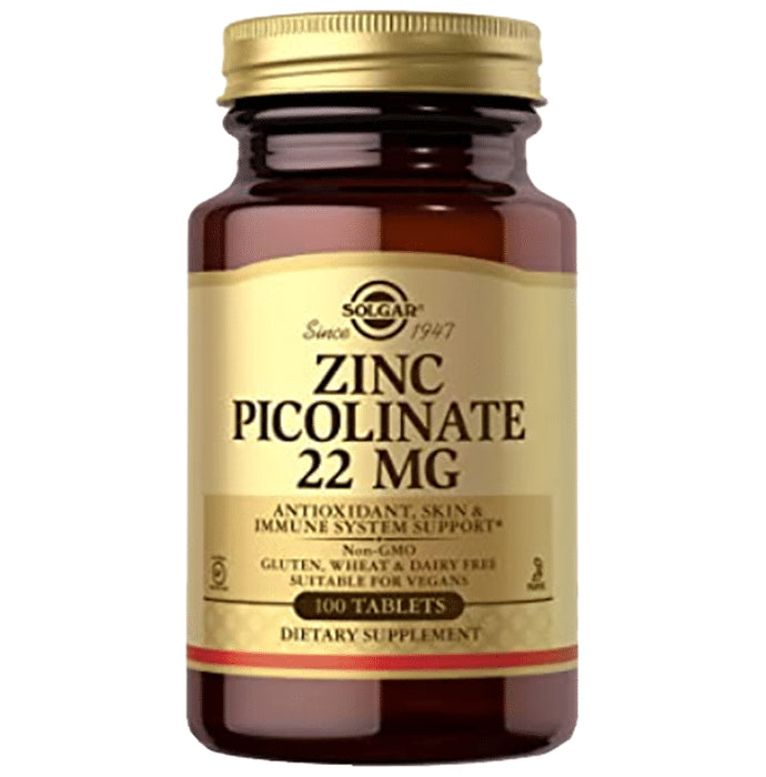 Solgar Zinc Picolinate 22mg with Antioxidants | For Skin & Immune Support | Tablet - Classic Derma