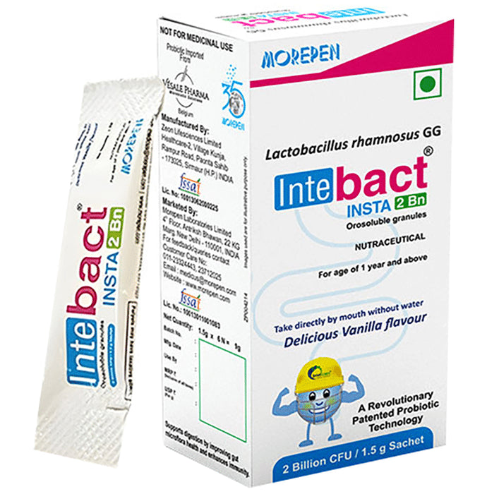 Intebact Insta 2 BN Orosoluble Granule Sachet (1.5gm Each) Vanilla - Classic Derma
