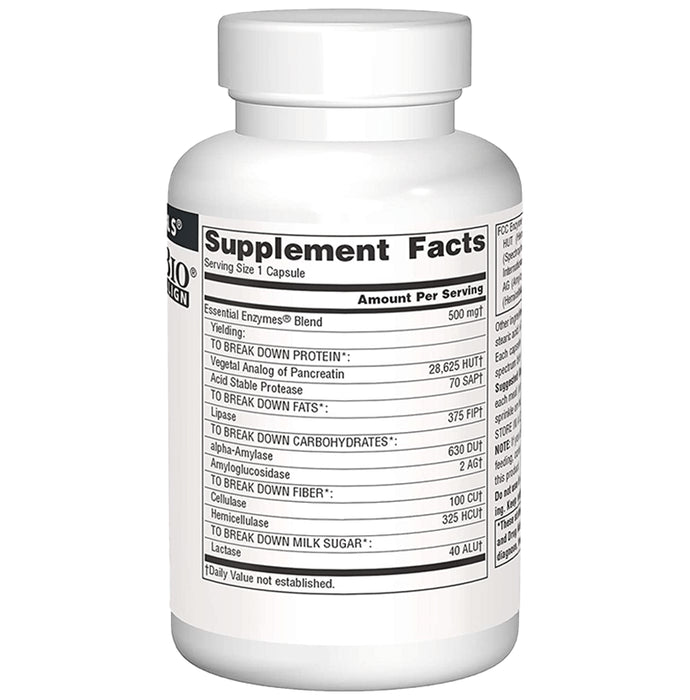 Source Naturals Daily Essential Enzymes Digestive Aid 500mg Capsule