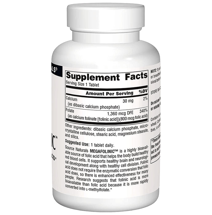 Source Naturals Megafolinic 800mcg Tablet