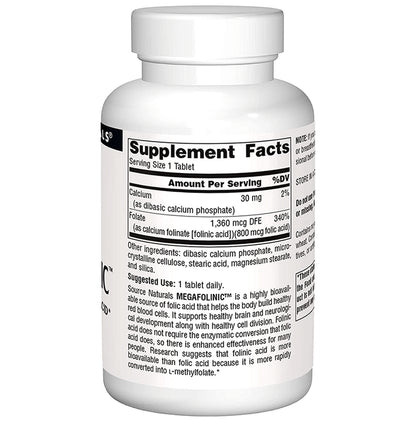 Source Naturals Megafolinic 800mcg Tablet