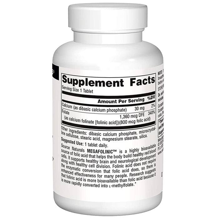 Source Naturals Megafolinic 800mcg Tablet