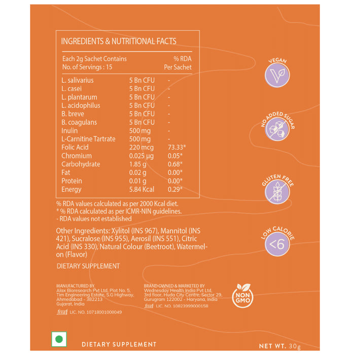 Sova Metabolic Fuel for Weight Loss Support | Increase Fat Burn Naturally for Men & Women | Prebiotics, Probiotics & L-Carnitine Sachet (2gm Each) Purple Watermelon