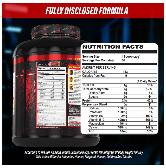 Spartan Nutrition 100% Whey Protein Pro Powder Chocolate