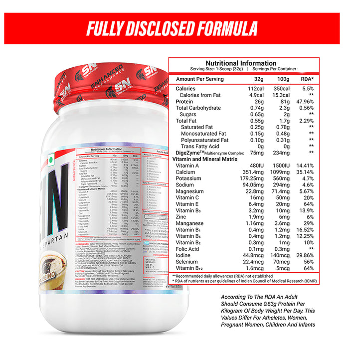 Spartan Nutrition Enhanced Performance Protein Powder Cappuccino