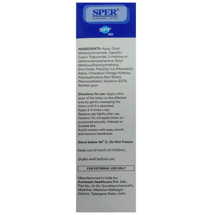 Sper Sunscreen SPF 40 Lotion