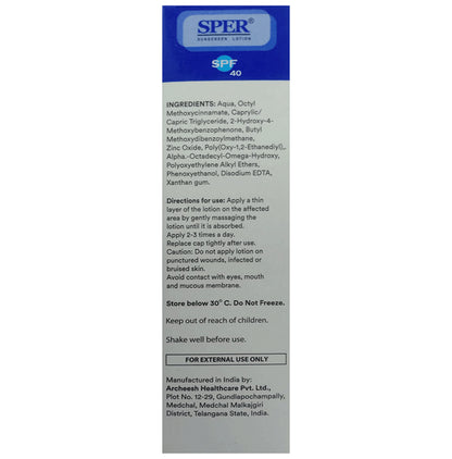 Sper Sunscreen SPF 40 Lotion