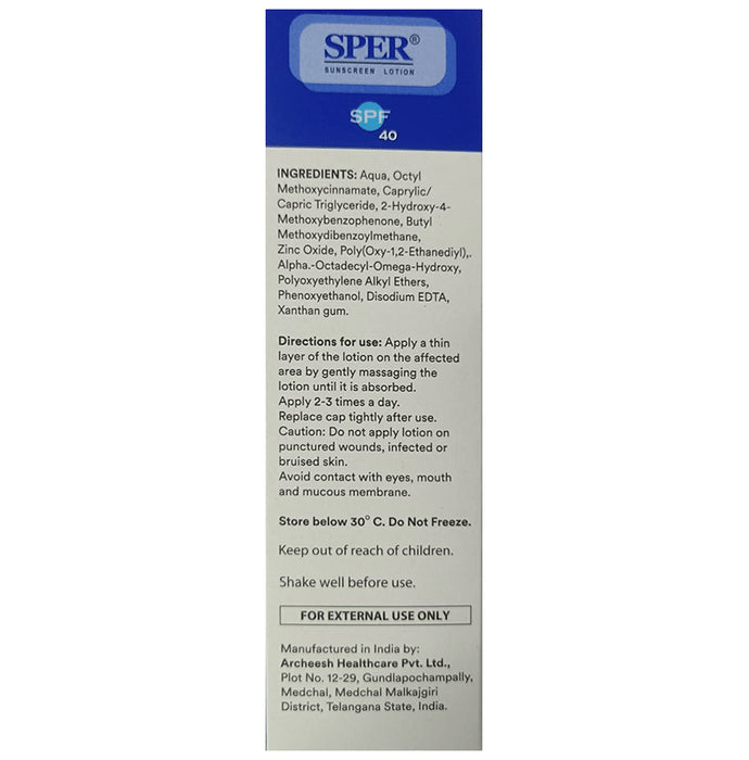 Sper Sunscreen SPF 40 Lotion