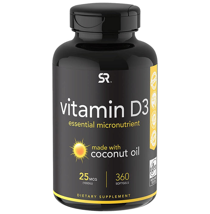 Sports Research Vitamin D3 with Coconut Oil 25mcg Softgel - Classic Derma