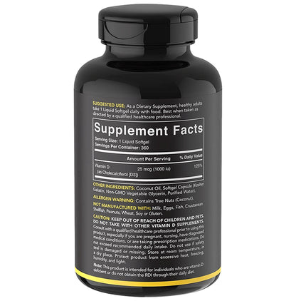 Sports Research Vitamin D3 with Coconut Oil 25mcg Softgel