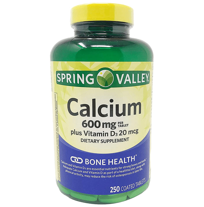 Spring Valley Calcium 600mg Plus Vitamin D3 20mcg Coated Tablet - Classic Derma